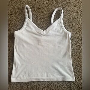 Athleta White Ribbed Tank Top